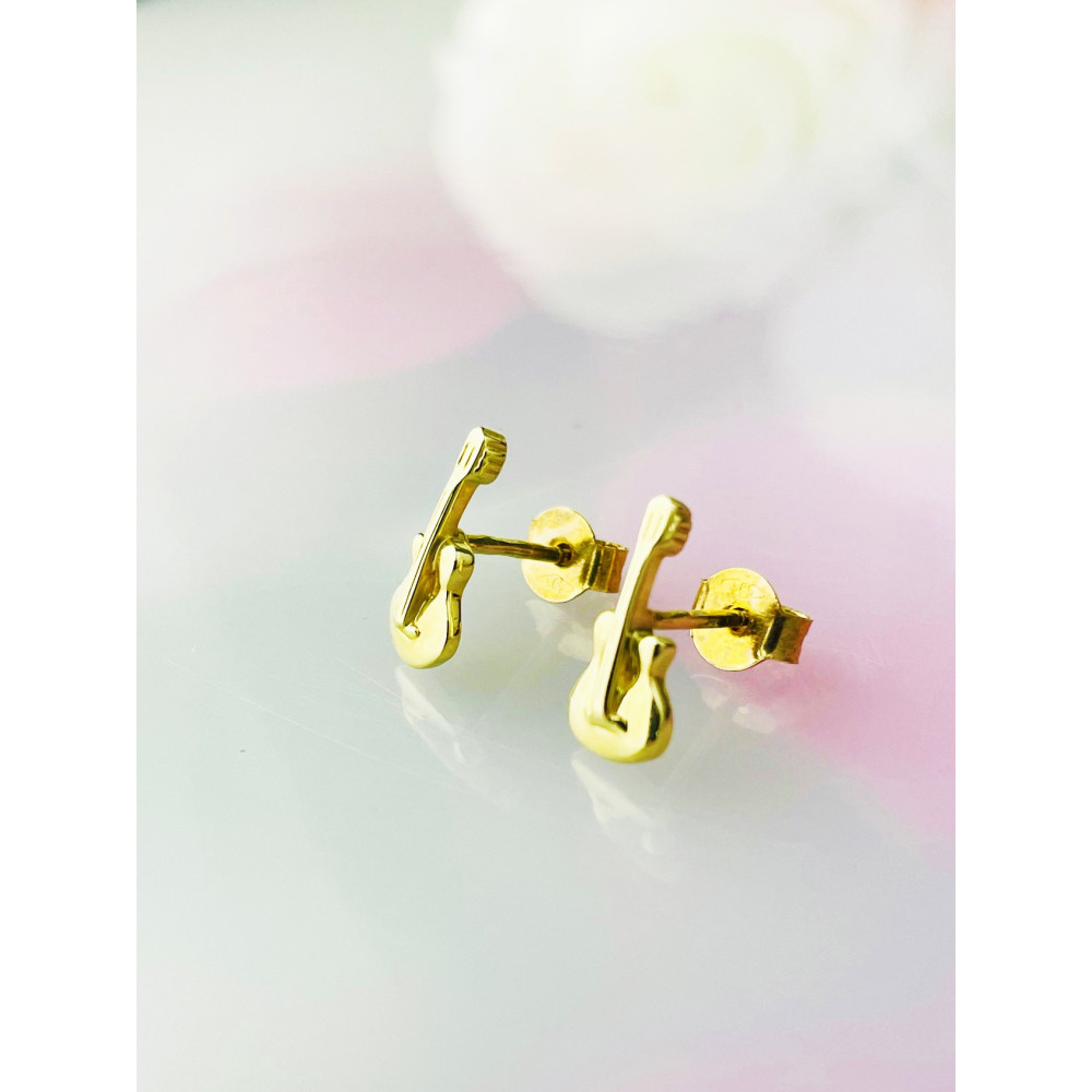Gitarre Ohrringe Ohrhänger Ohrstecker Ohrschmuck Paar Gelbgold 585er 14KT