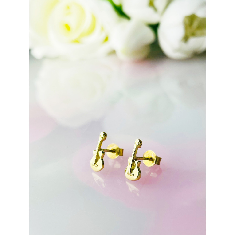 Gitarre Ohrringe Ohrhänger Ohrstecker Ohrschmuck Paar Gelbgold 585er 14KT