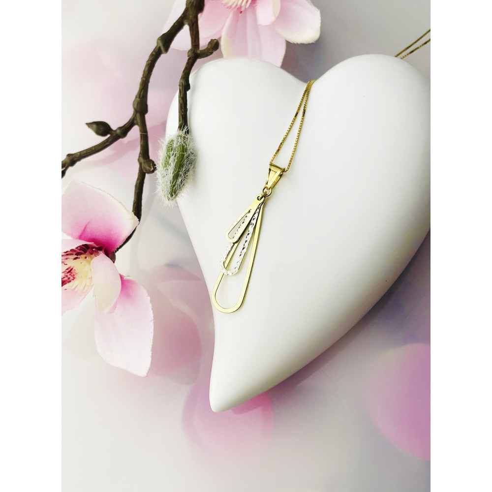 Złoty wisiorek zawieszka kropla łezka bikolor