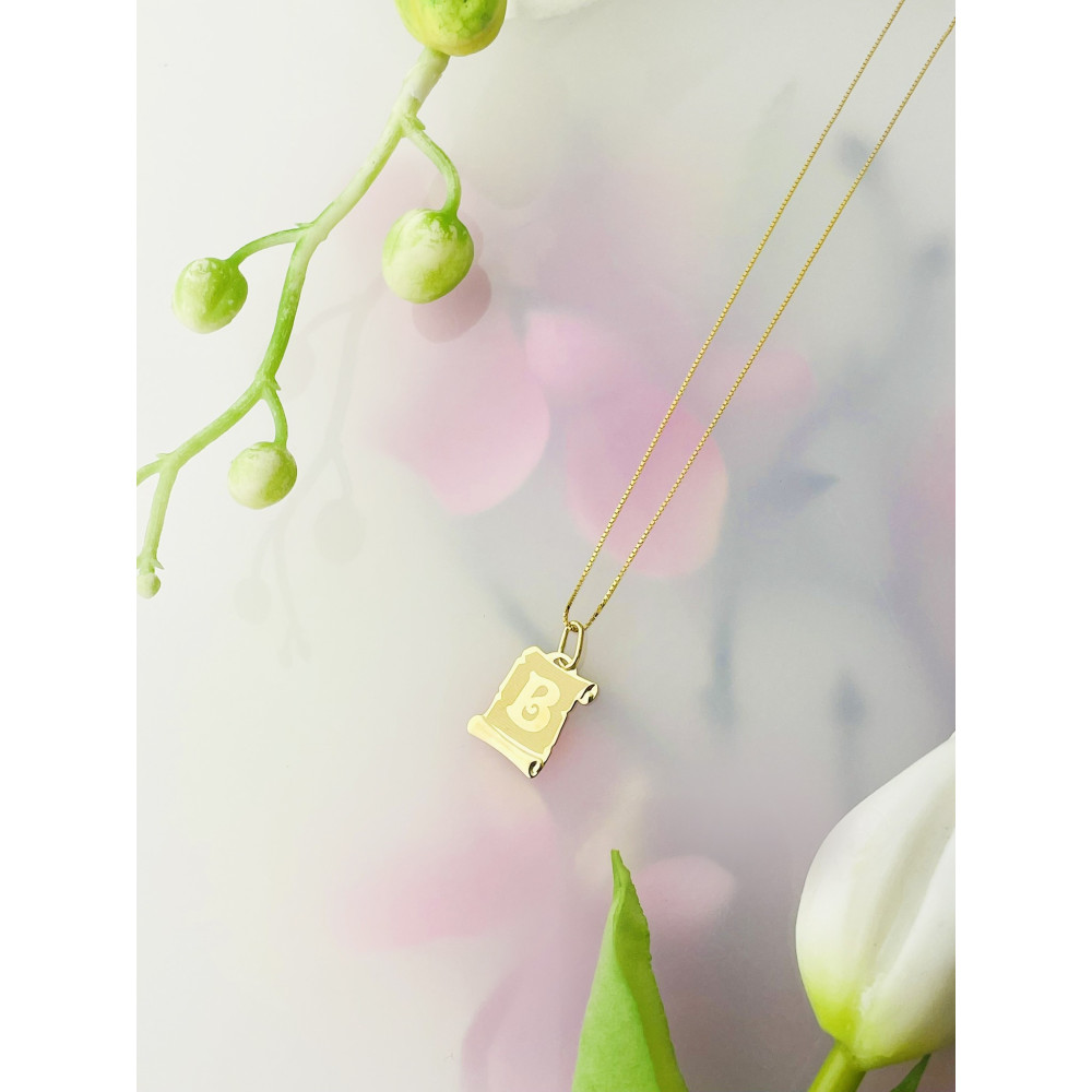 Anhänger Buchstabe B Papyrus Kettenanhänger Goldanhänger Gelbgold