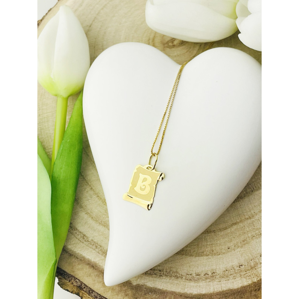 Złoty wisiorek zawieszka papirus literka B