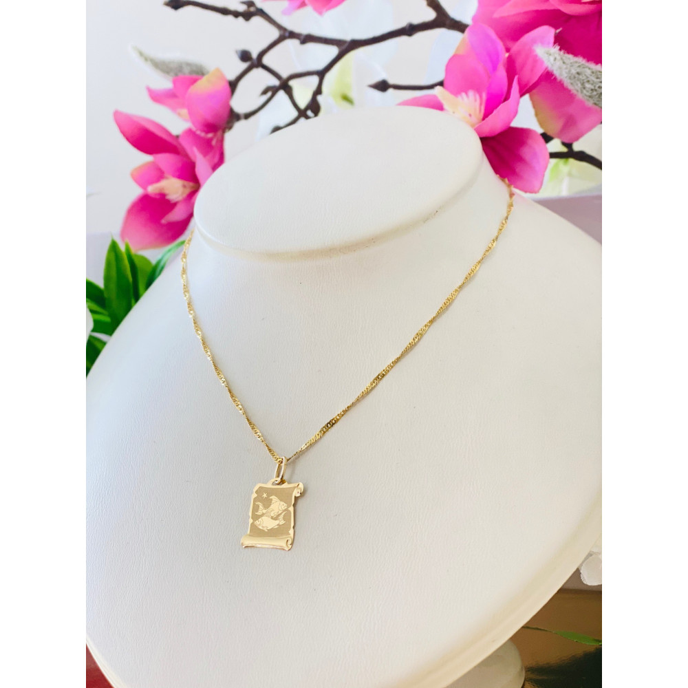 Złoty wisiorek zawieszka znak zodiaku ryby