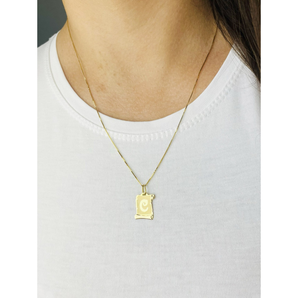 Złoty wisiorek zawieszka papirus literka litera C