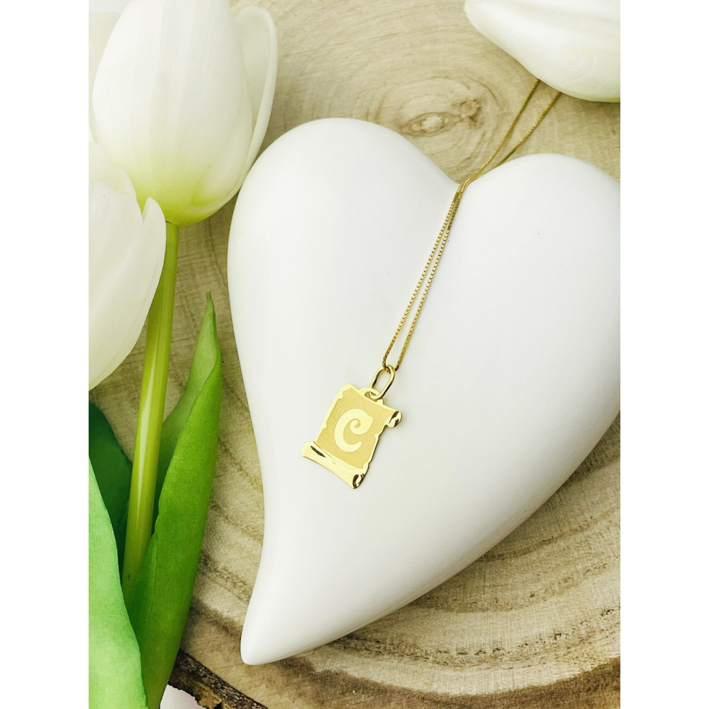 Anhänger Buchstabe C Papyrus Kettenanhänger Goldanhänger Gelbgold