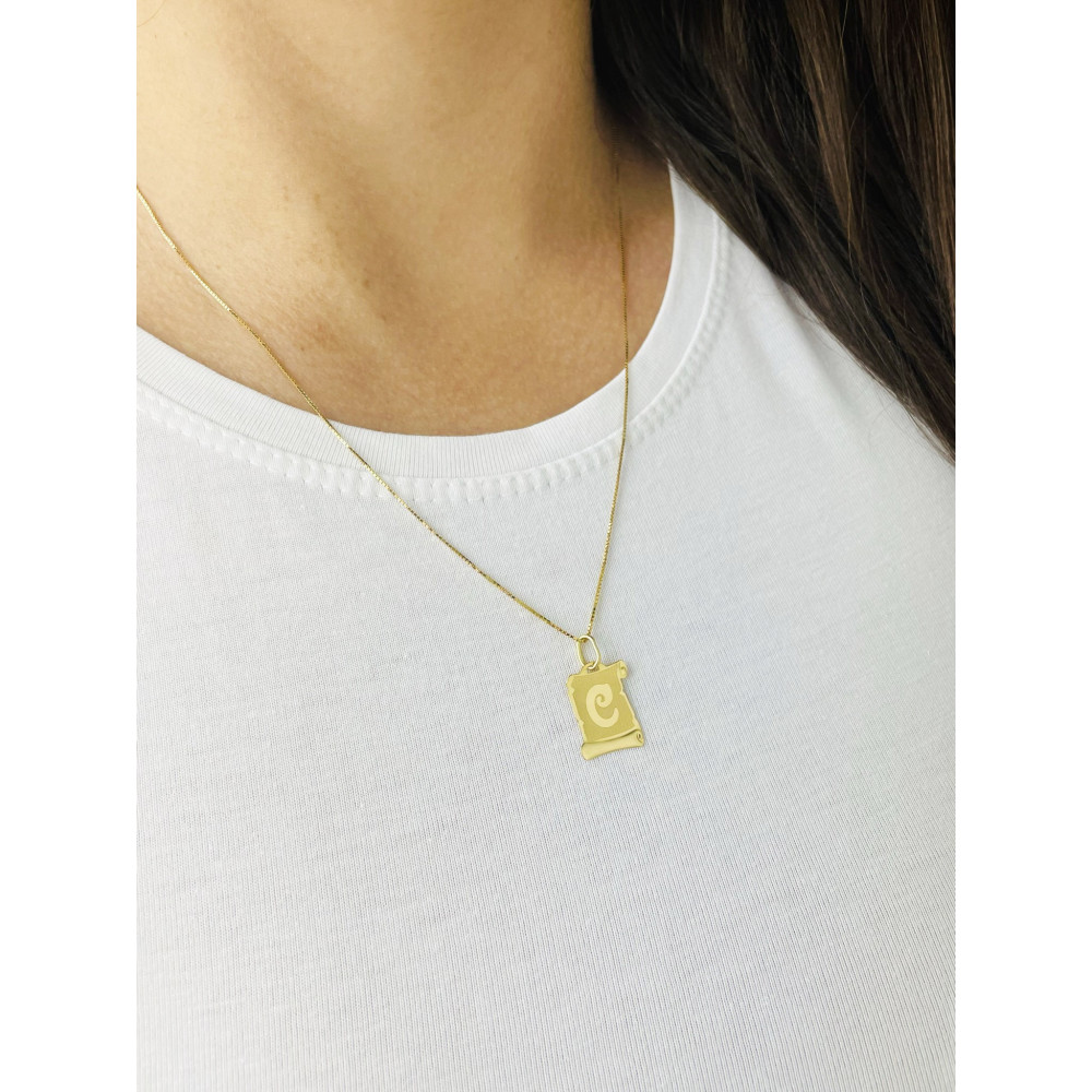 Złoty wisiorek zawieszka papirus literka litera C