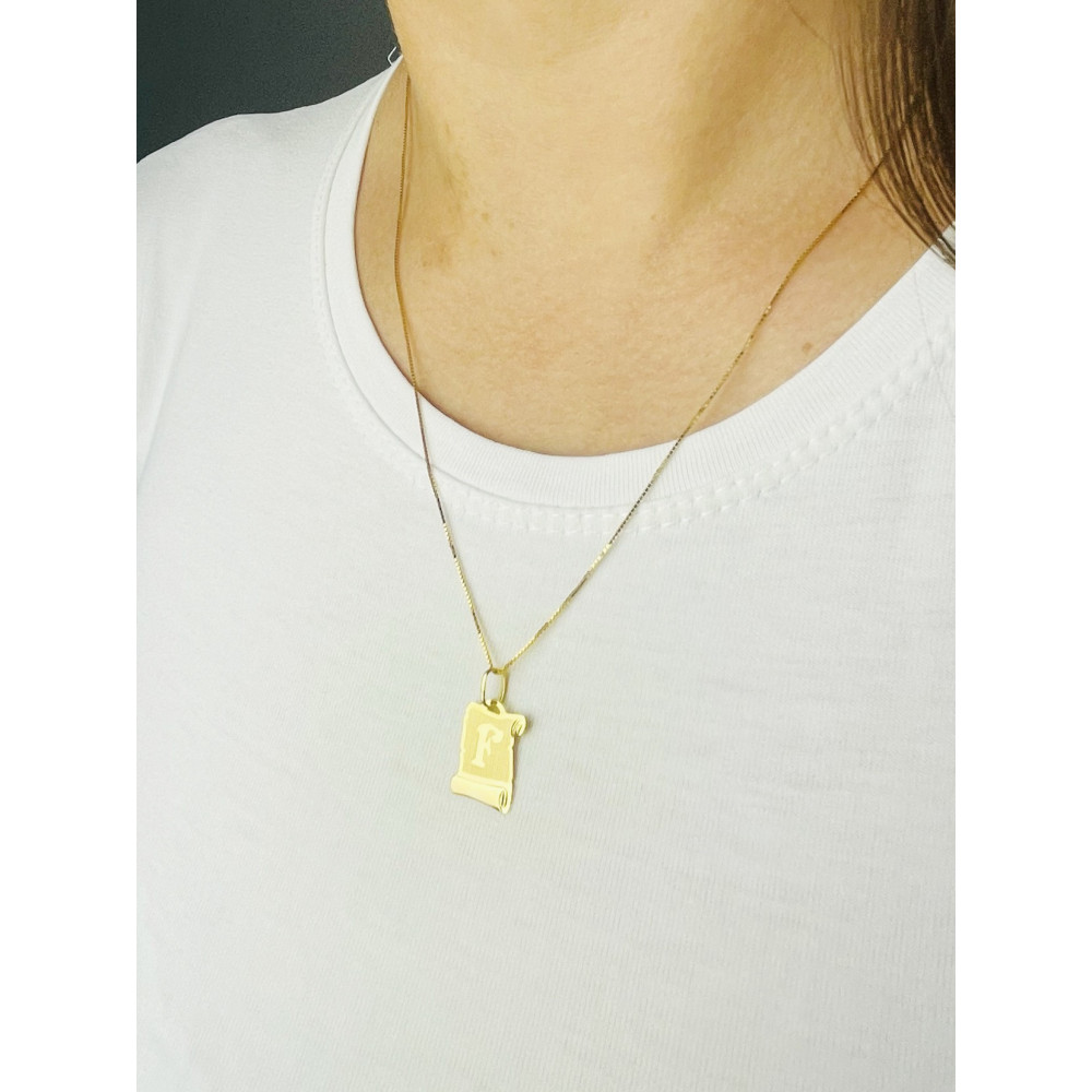 Anhänger Buchstabe F Papyrus Kettenanhänger Goldanhänger Gelbgold