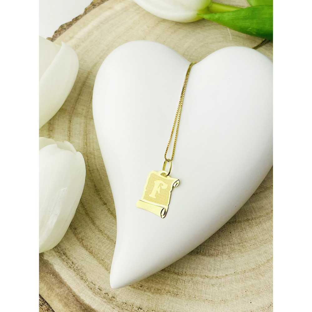 Anhänger Buchstabe F Papyrus Kettenanhänger Goldanhänger Gelbgold