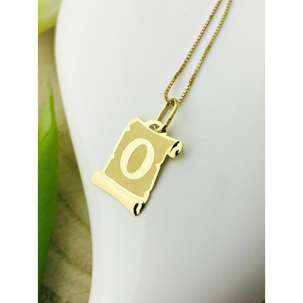 Anhänger Buchstabe O Papyrus Kettenanhänger Goldanhänger Gelbgold