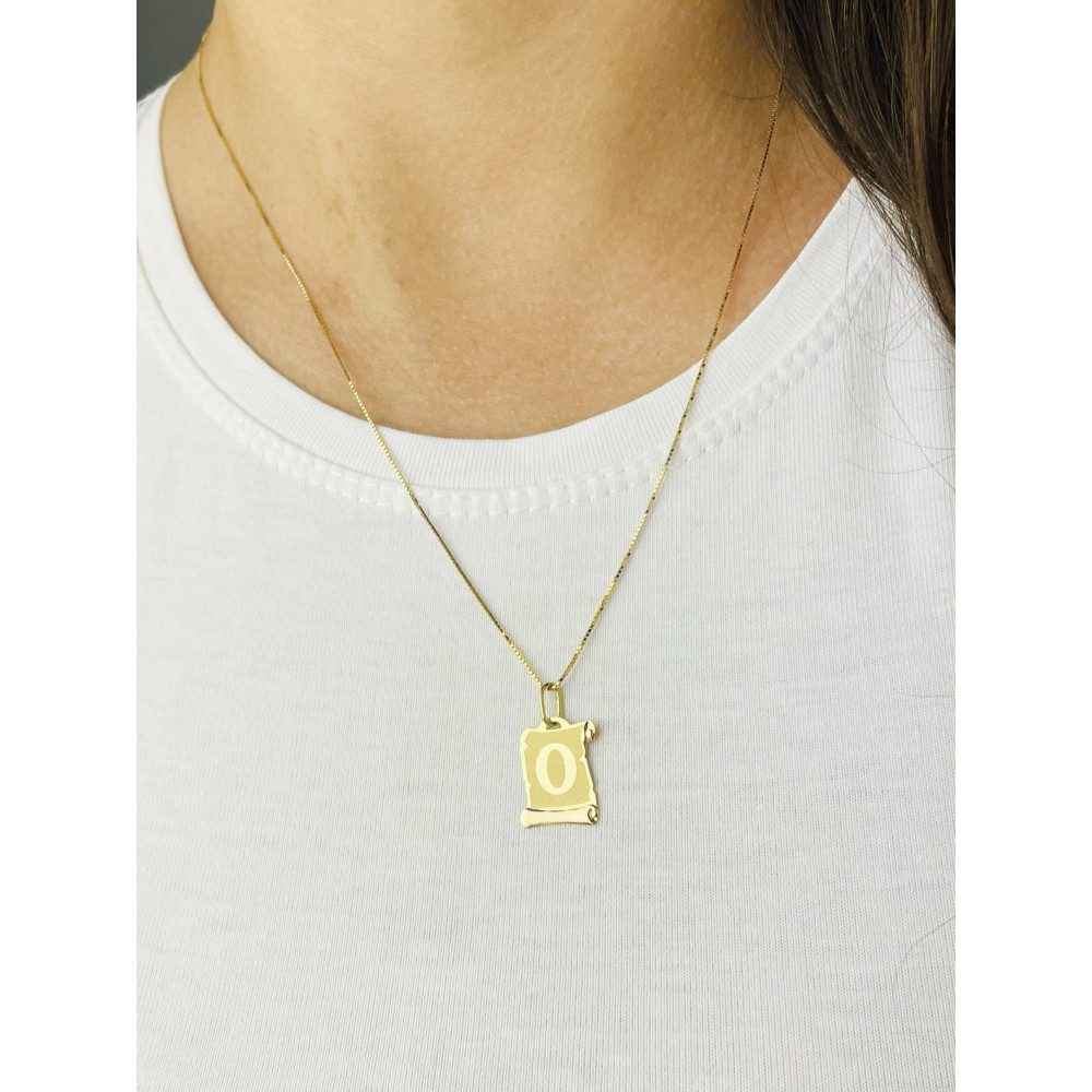 Złoty wisiorek zawieszka papirus literka litera O