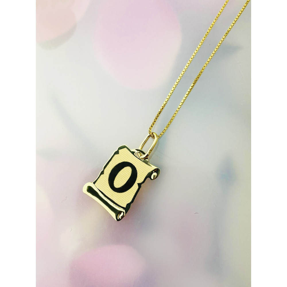 Złoty wisiorek zawieszka papirus literka litera O