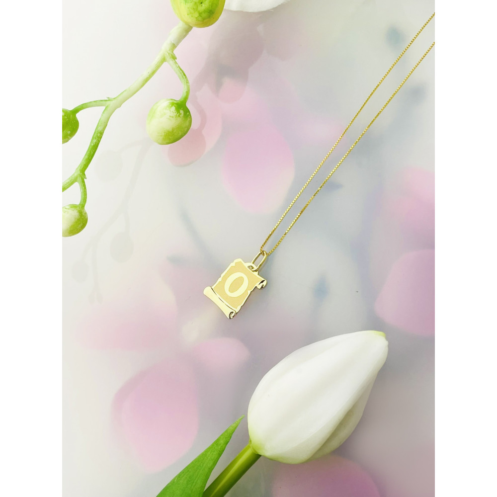 Anhänger Buchstabe O Papyrus Kettenanhänger Goldanhänger Gelbgold