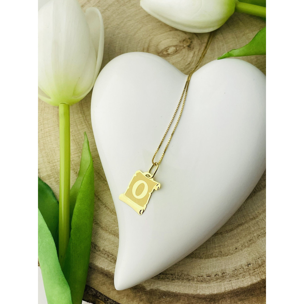 Anhänger Buchstabe O Papyrus Kettenanhänger Goldanhänger Gelbgold