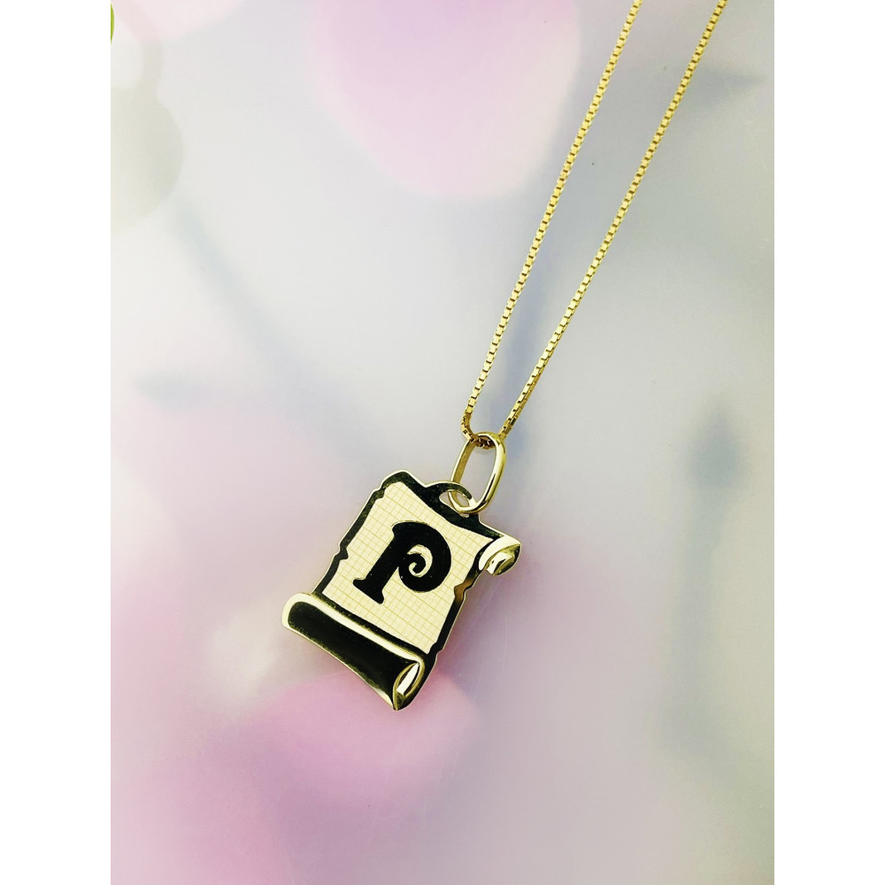 Złoty wisiorek zawieszka papirus literka litera P