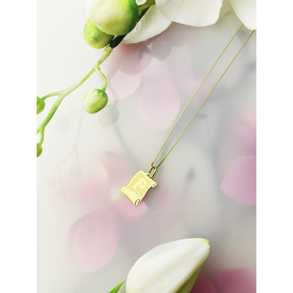 Anhänger Buchstabe P Papyrus Kettenanhänger Goldanhänger Gelbgold