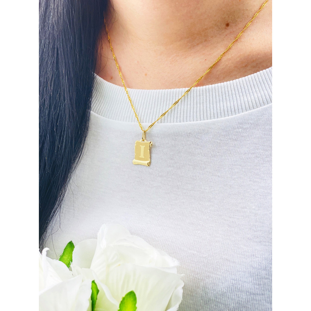 Złoty wisiorek zawieszka litera I