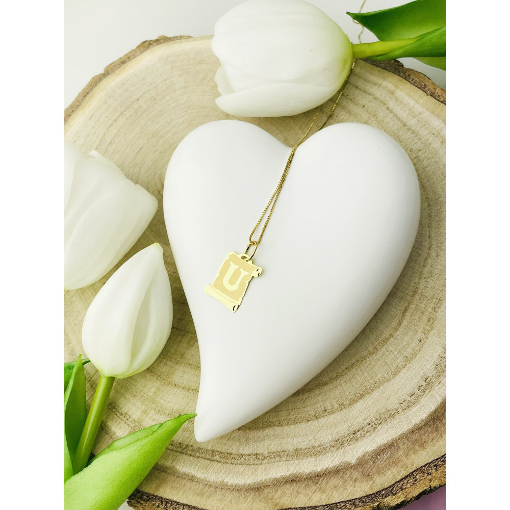 Anhänger Buchstabe U Papyrus Kettenanhänger Goldanhänger Gelbgold