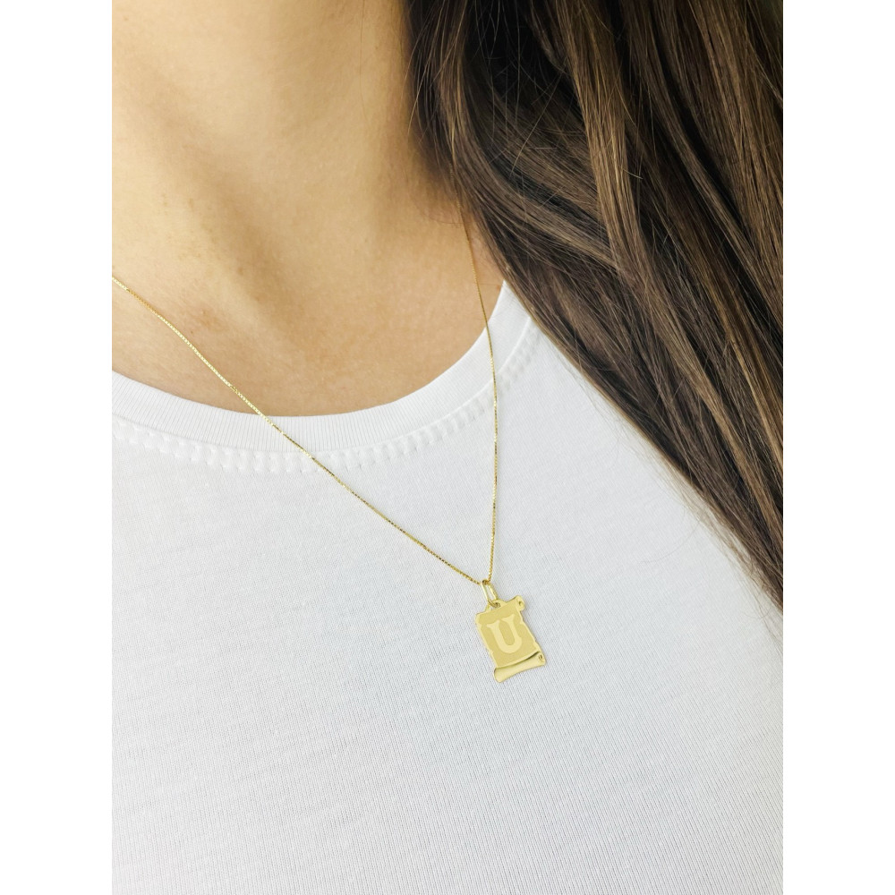 Anhänger Buchstabe U Papyrus Kettenanhänger Goldanhänger Gelbgold