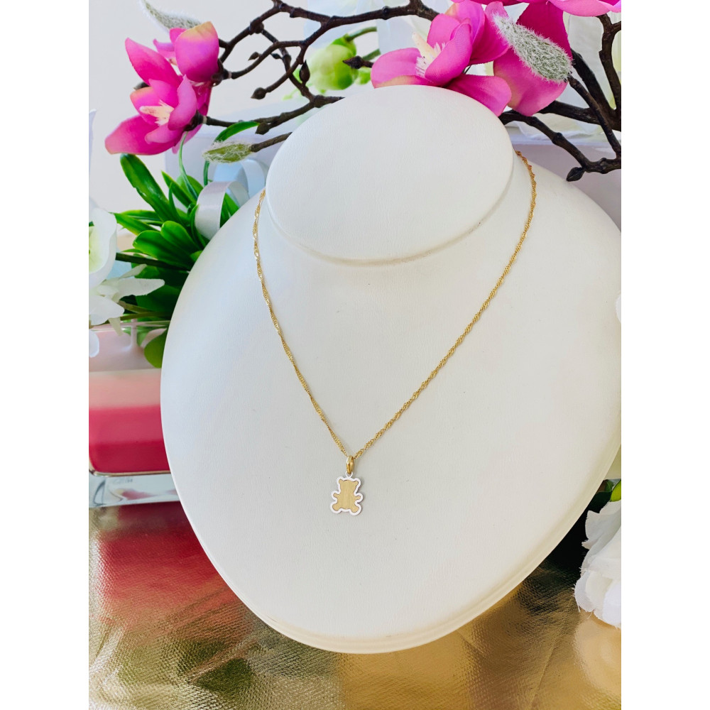 Anhänger Teddybär Bär Kettenanhänger Gelbgold Goldanhänger 585er 14KT