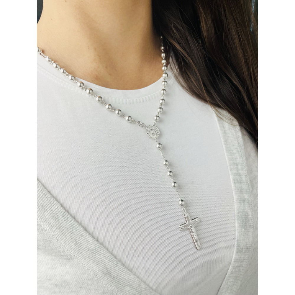 Srebrny Różaniec Matka Boska Częstochowska Komunia Chrzest