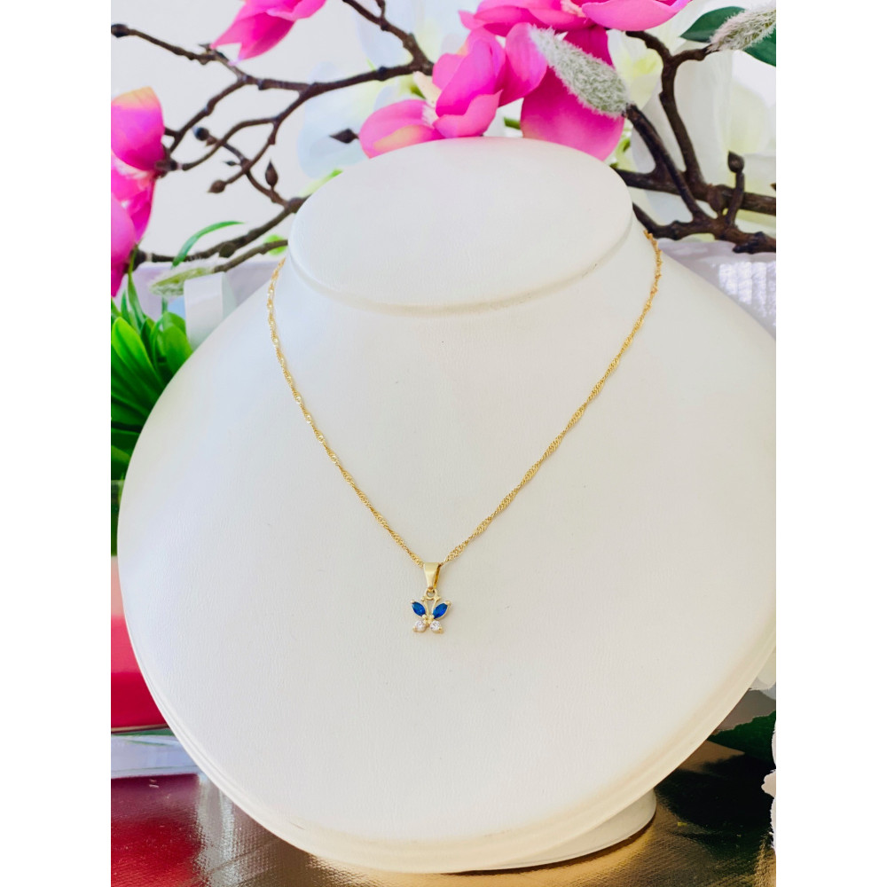 Złoty wisiorek zawieszka motyl z cyrkoniami