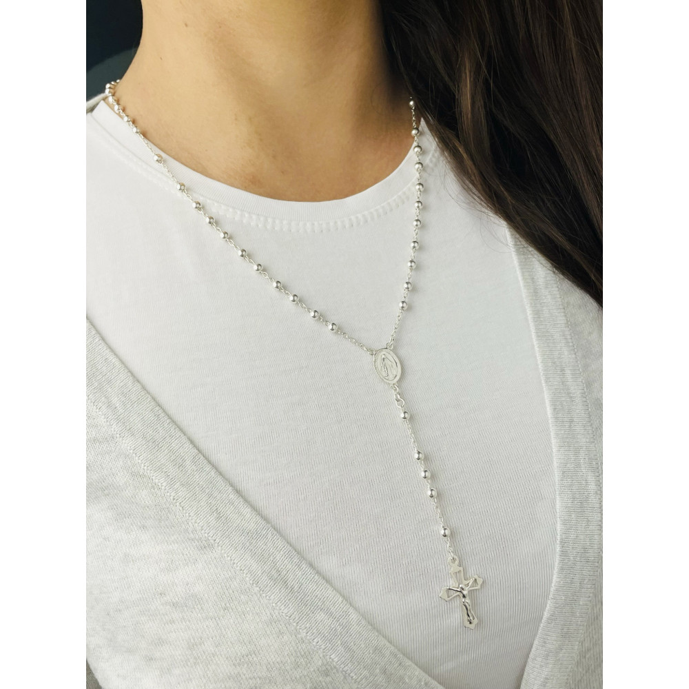 Srebrny Różaniec Matka Boska Cudowna Komunia Chrzest