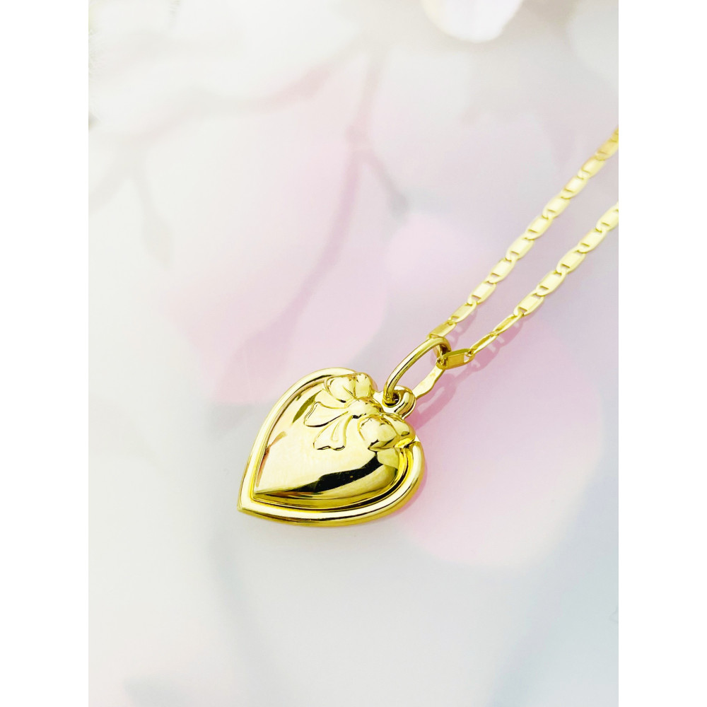 Złoty Medalik Zawieszka Matka Boska z Dzieciątkiem Serce