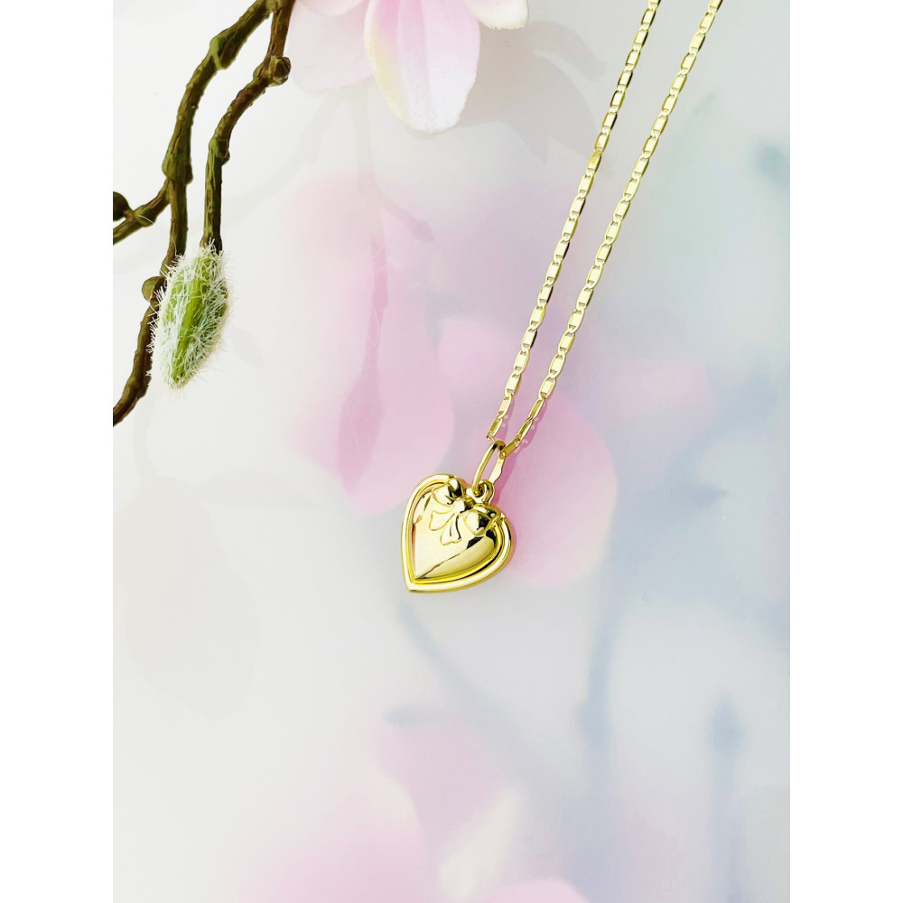 Złoty Medalik Zawieszka Matka Boska z Dzieciątkiem Serce