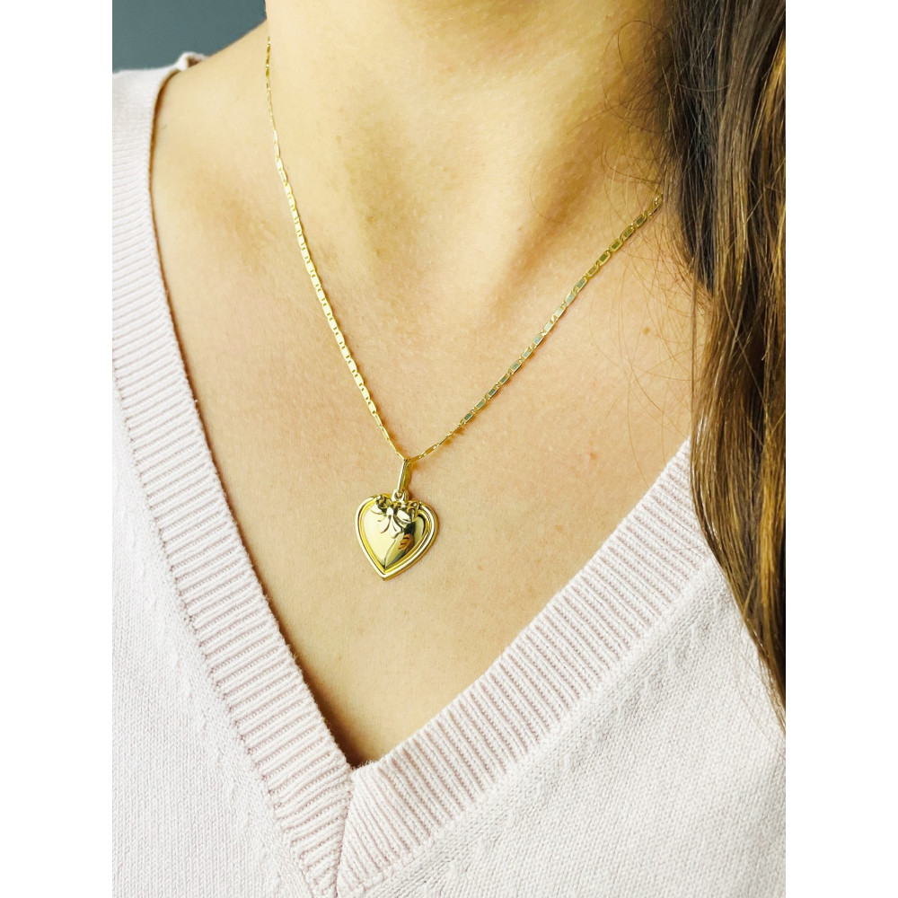 Złoty Medalik Zawieszka Matka Boska z Dzieciątkiem Serce