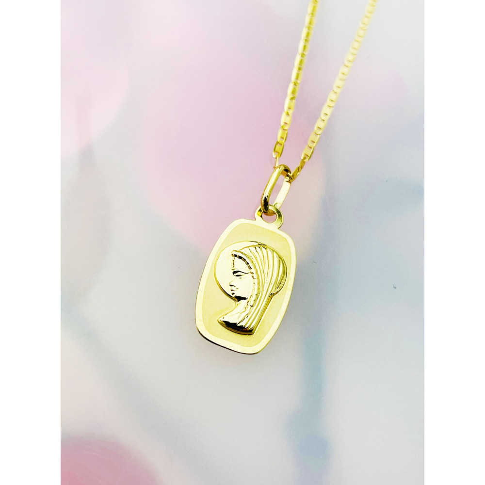 Złoty Medalik Zawieszka Matka Boska Chrzest Komunia