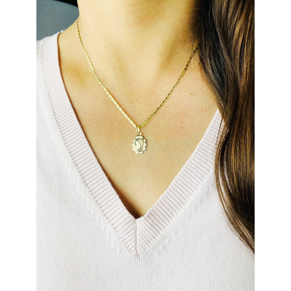 Złoty Medalik Zawieszka Matka Boska Chrzest Komunia