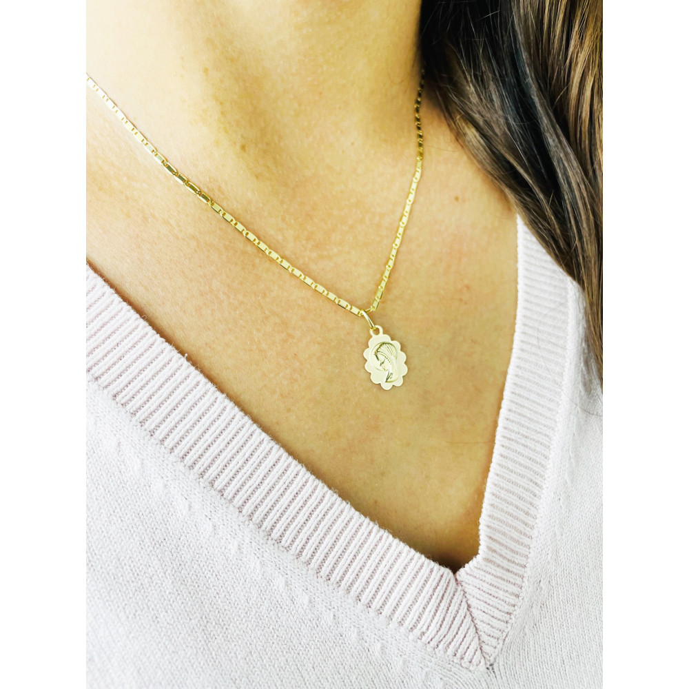 Złoty Medalik Zawieszka Matka Boska Chrzest Komunia