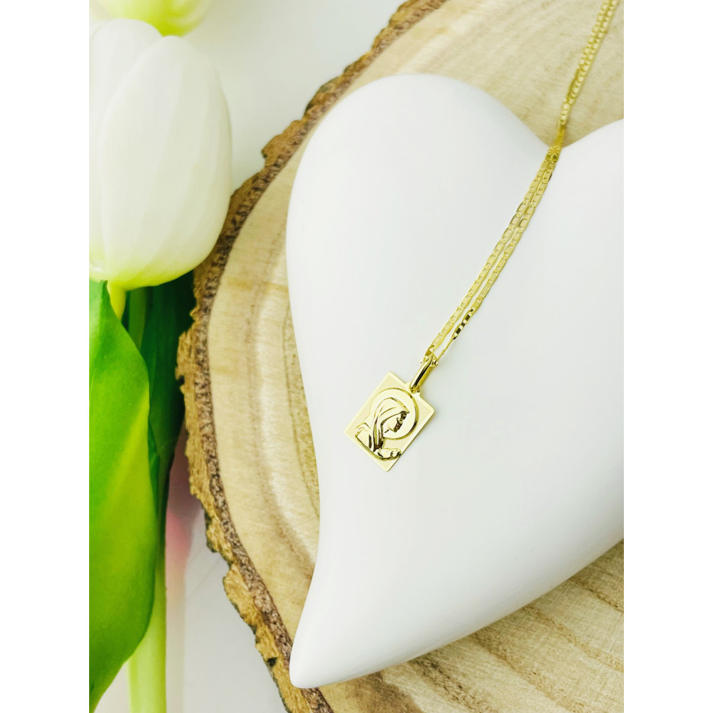 Złoty Medalik Zawieszka Matka Boska Chrzest Komunia