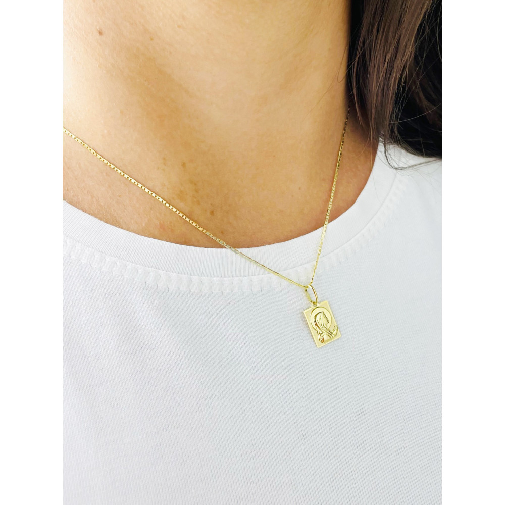 Złoty Medalik Zawieszka Matka Boska Chrzest Komunia