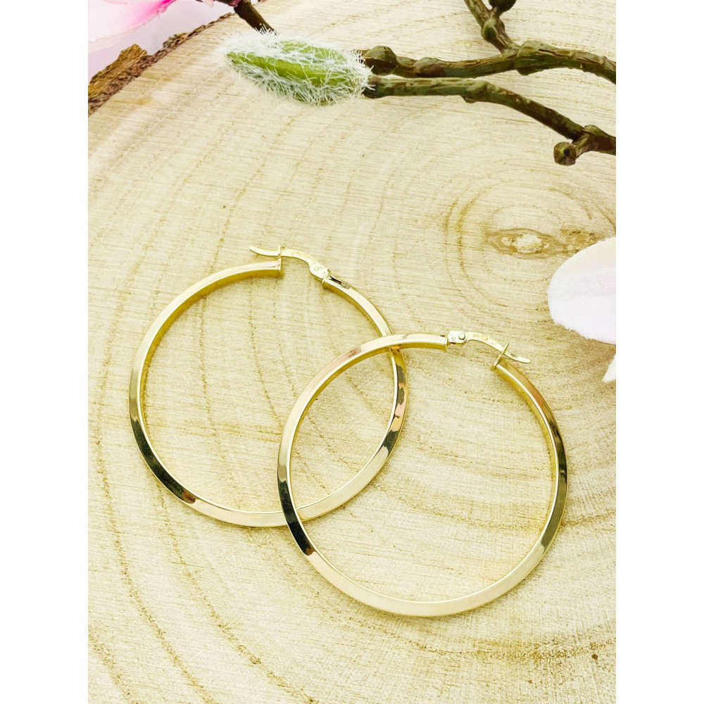 Złote kolczyki duże koła szerokie polerowane