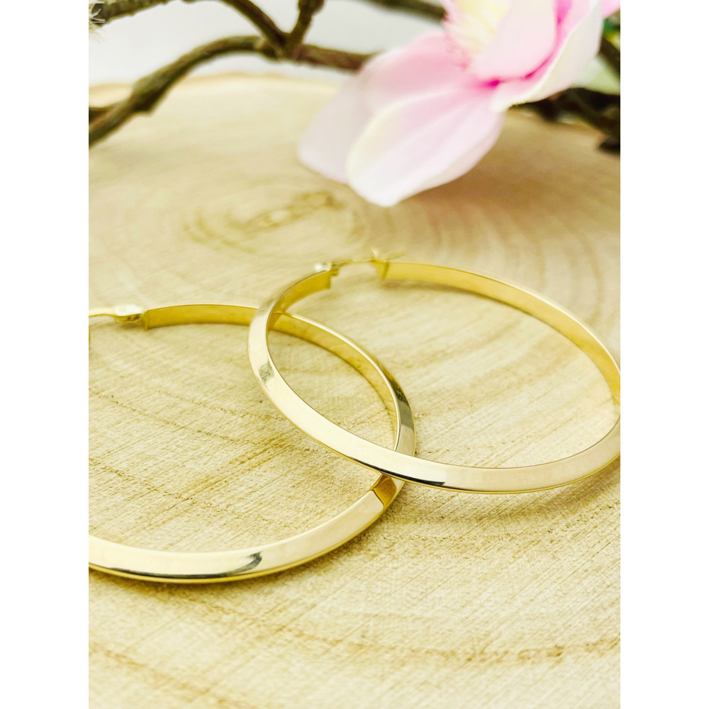 Złote kolczyki duże koła szerokie polerowane