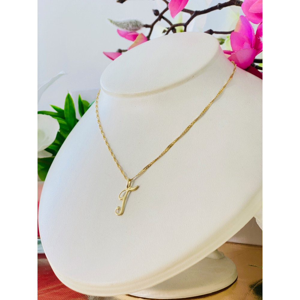 Złoty wisiorek zawieszka literka T