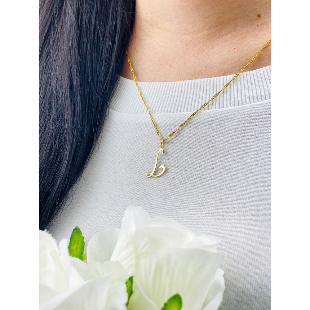 Złoty wisiorek zawieszka literka L