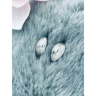 Srebrne kolczyki frezowane rodowane owal