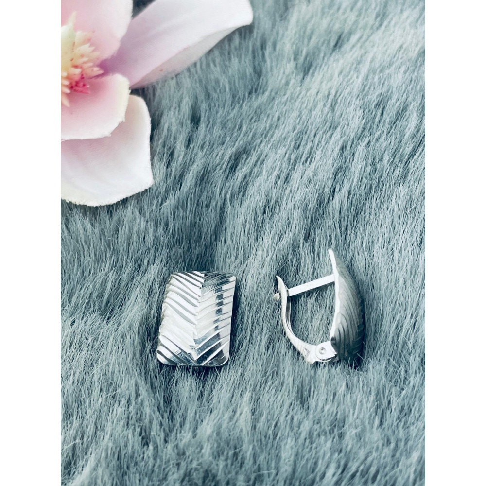 Rechteck 925 Silber Ohrringe