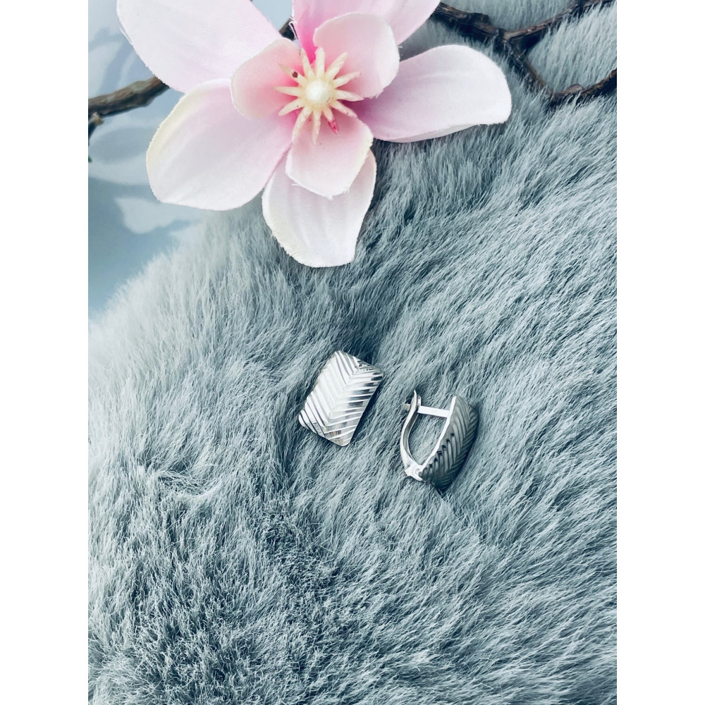 Rechteck 925 Silber Ohrringe