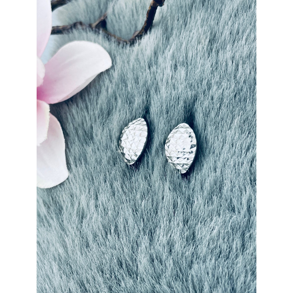 Srebrne kolczyki frezowane rodowane owal