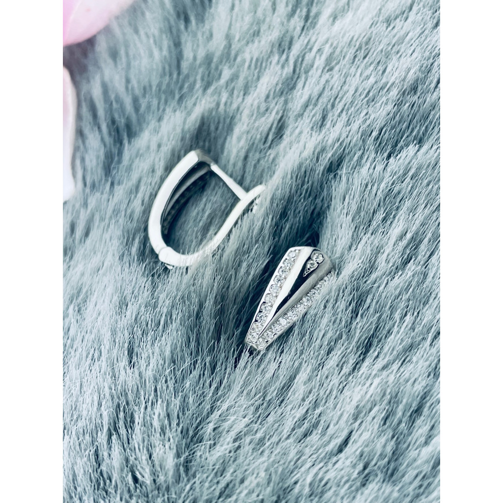 Srebrne kolczyki rodowane z cyrkoniami