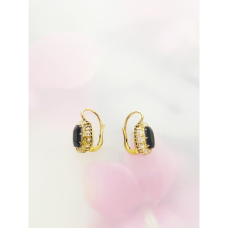 Złote kolczyki karmazycja z brylantami stary szlif Vintage