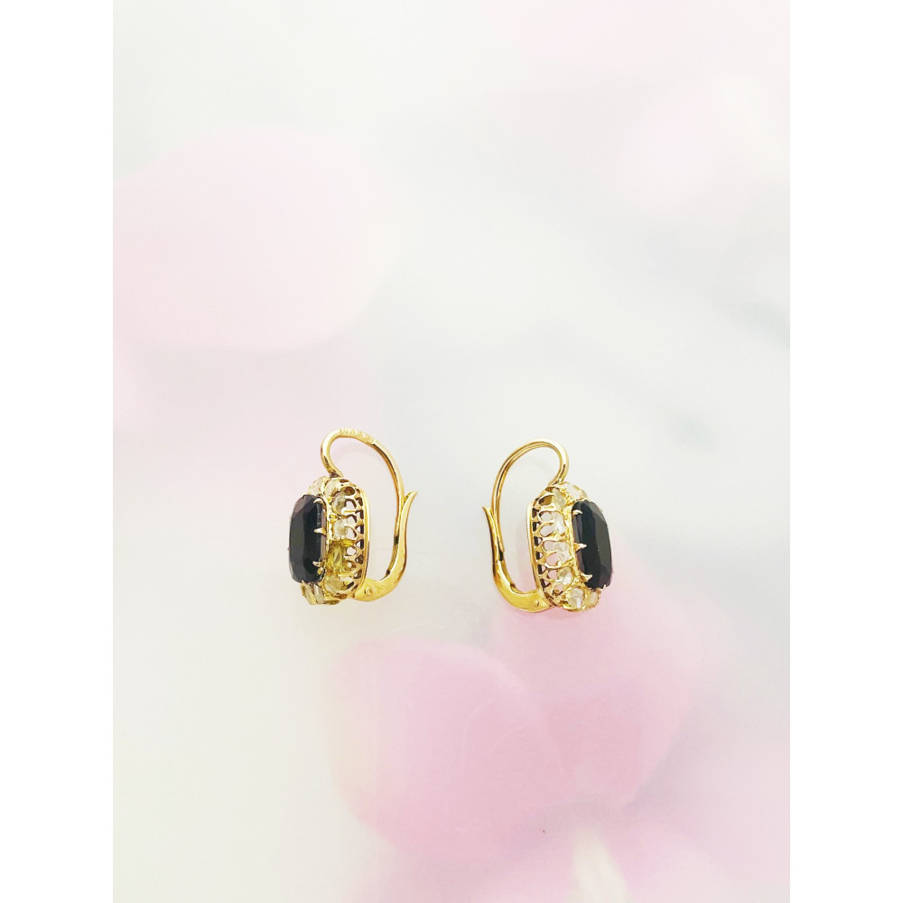 Ohrringe Ohrhänger mit Diamant Ohrstecker Ohrschmuck Paar Gelbgold 585er 14KT Vintage