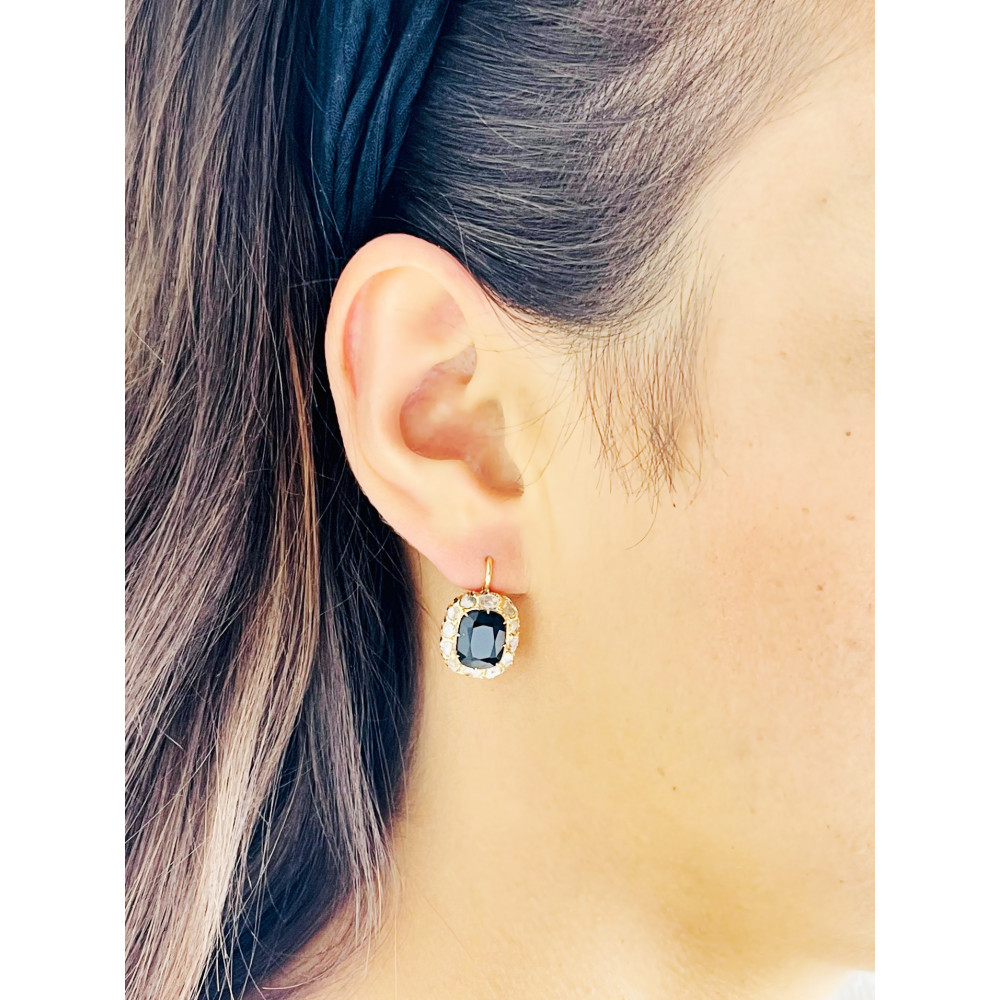 Ohrringe Ohrhänger mit Diamant Ohrstecker Ohrschmuck Paar Gelbgold 585er 14KT Vintage