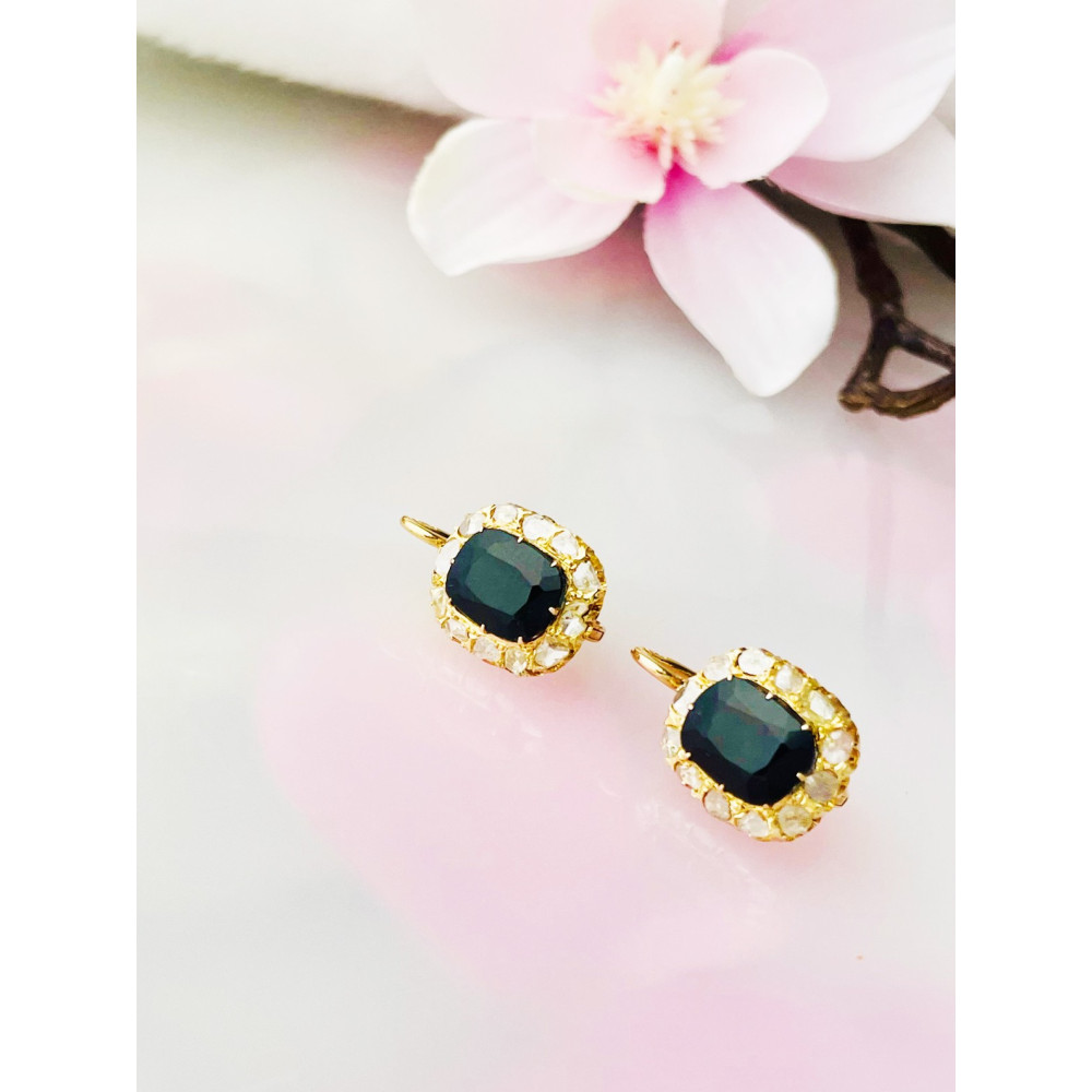 Ohrringe Ohrhänger mit Diamant Ohrstecker Ohrschmuck Paar Gelbgold 585er 14KT Vintage