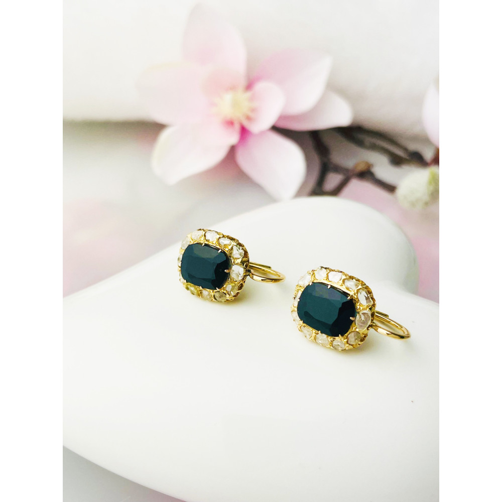 Ohrringe Ohrhänger mit Diamant Ohrstecker Ohrschmuck Paar Gelbgold 585er 14KT Vintage