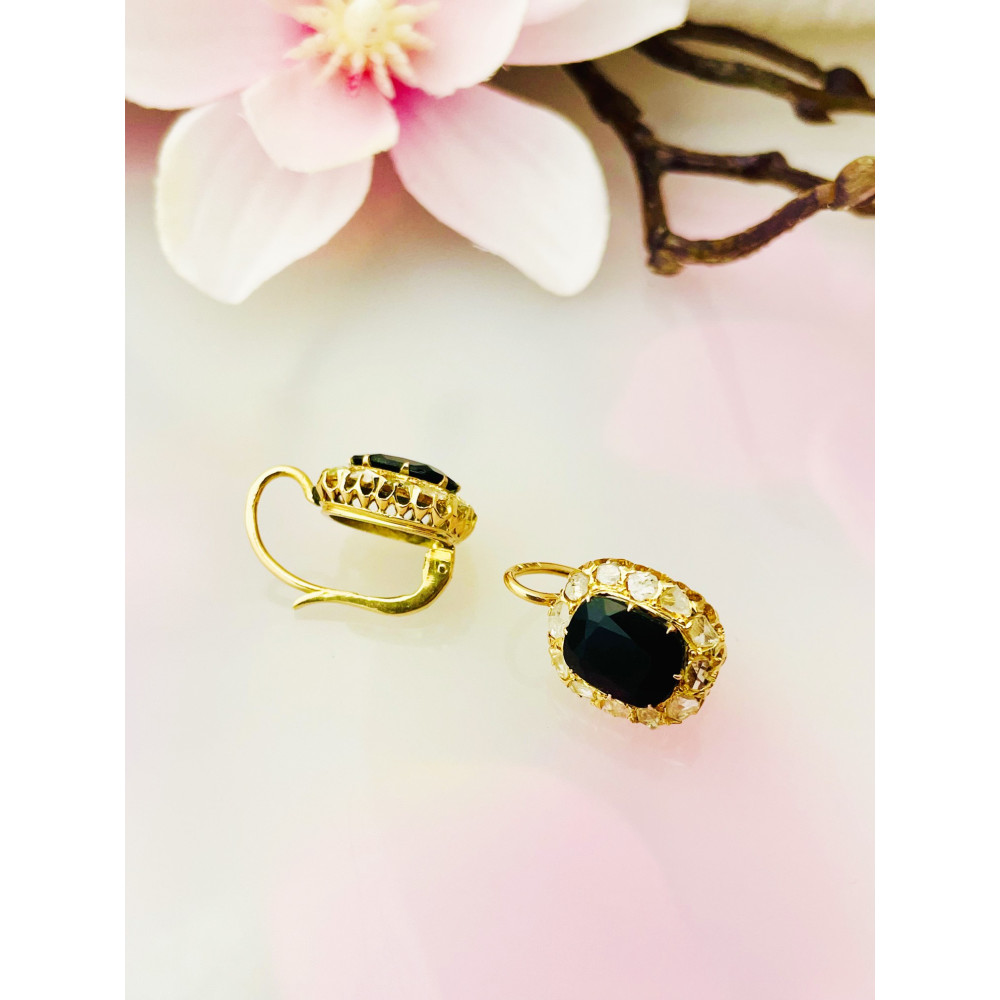 Ohrringe Ohrhänger mit Diamant Ohrstecker Ohrschmuck Paar Gelbgold 585er 14KT Vintage