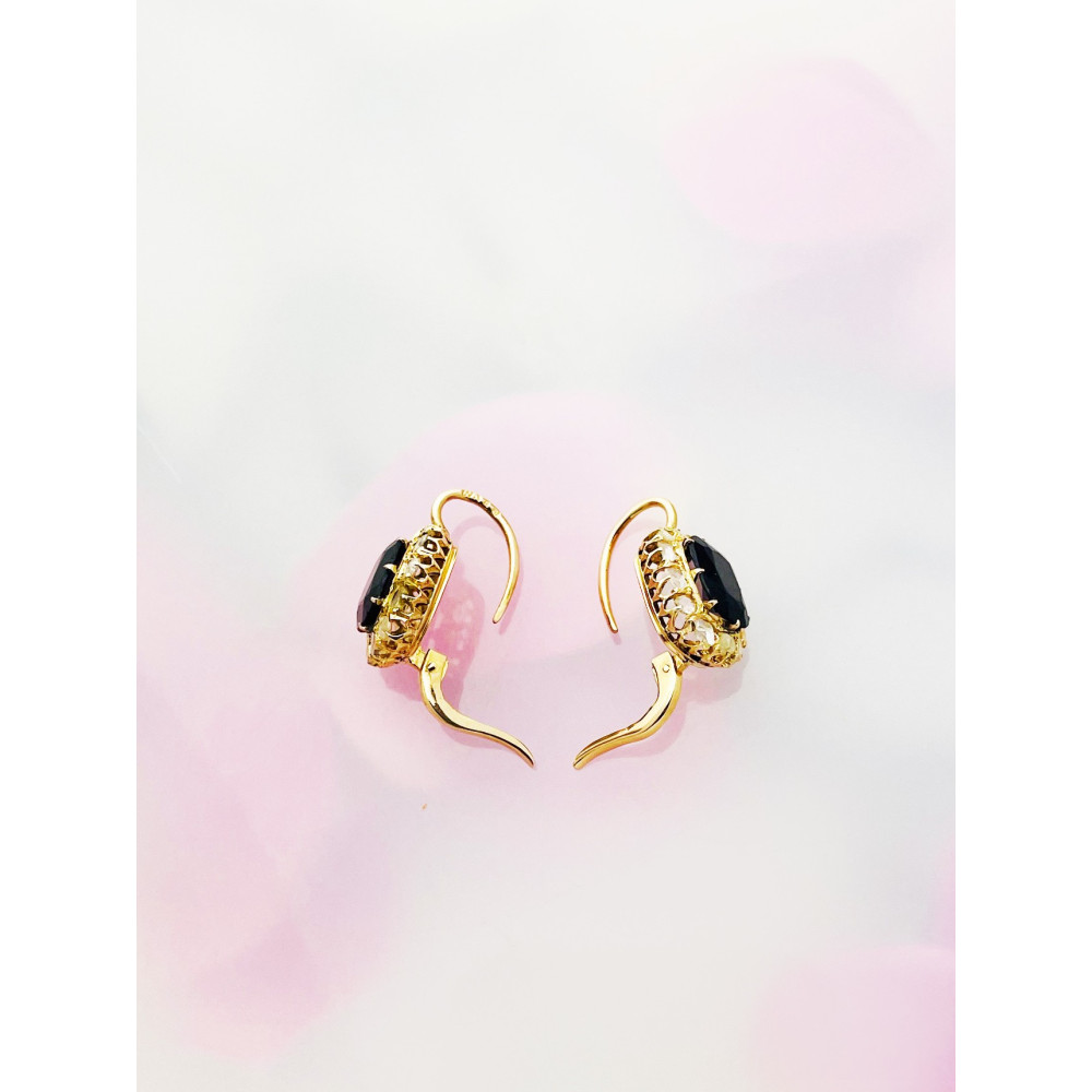 Ohrringe Ohrhänger mit Diamant Ohrstecker Ohrschmuck Paar Gelbgold 585er 14KT Vintage