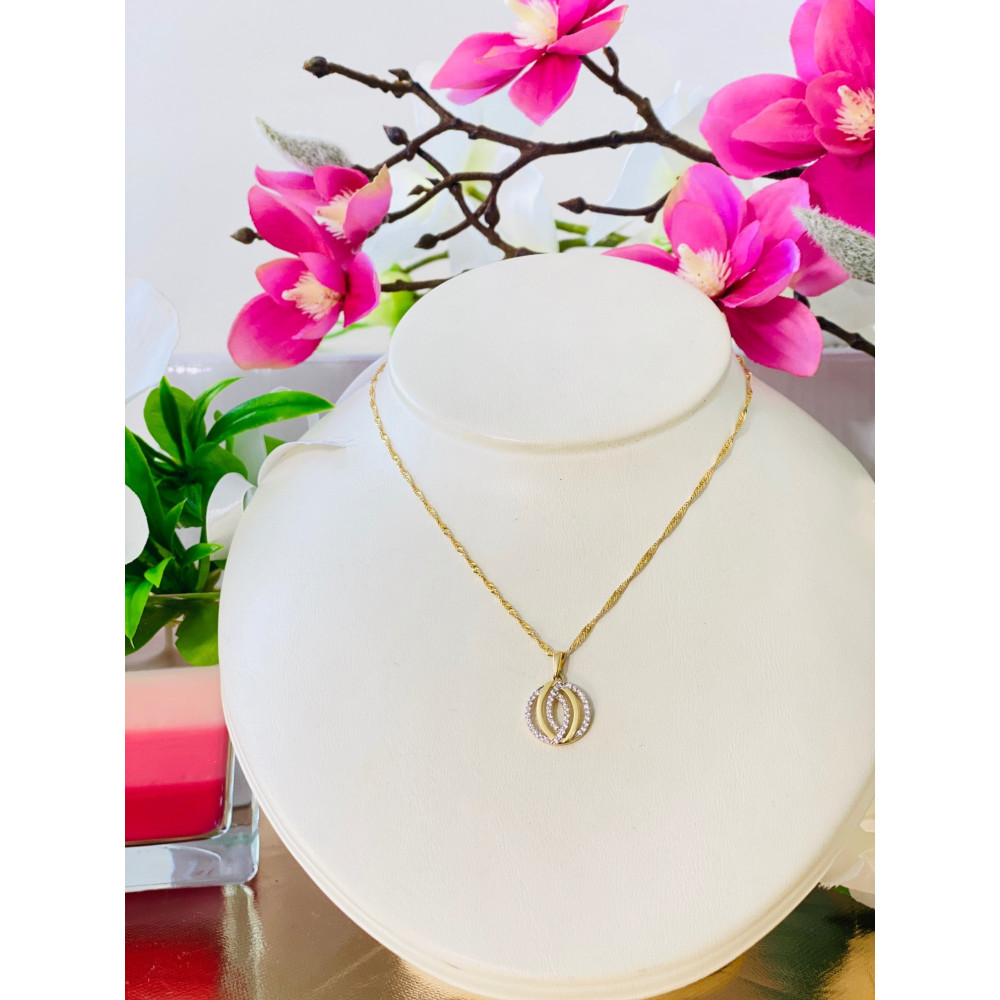 Złoty wisiorek zawieszka z cyrkoniami